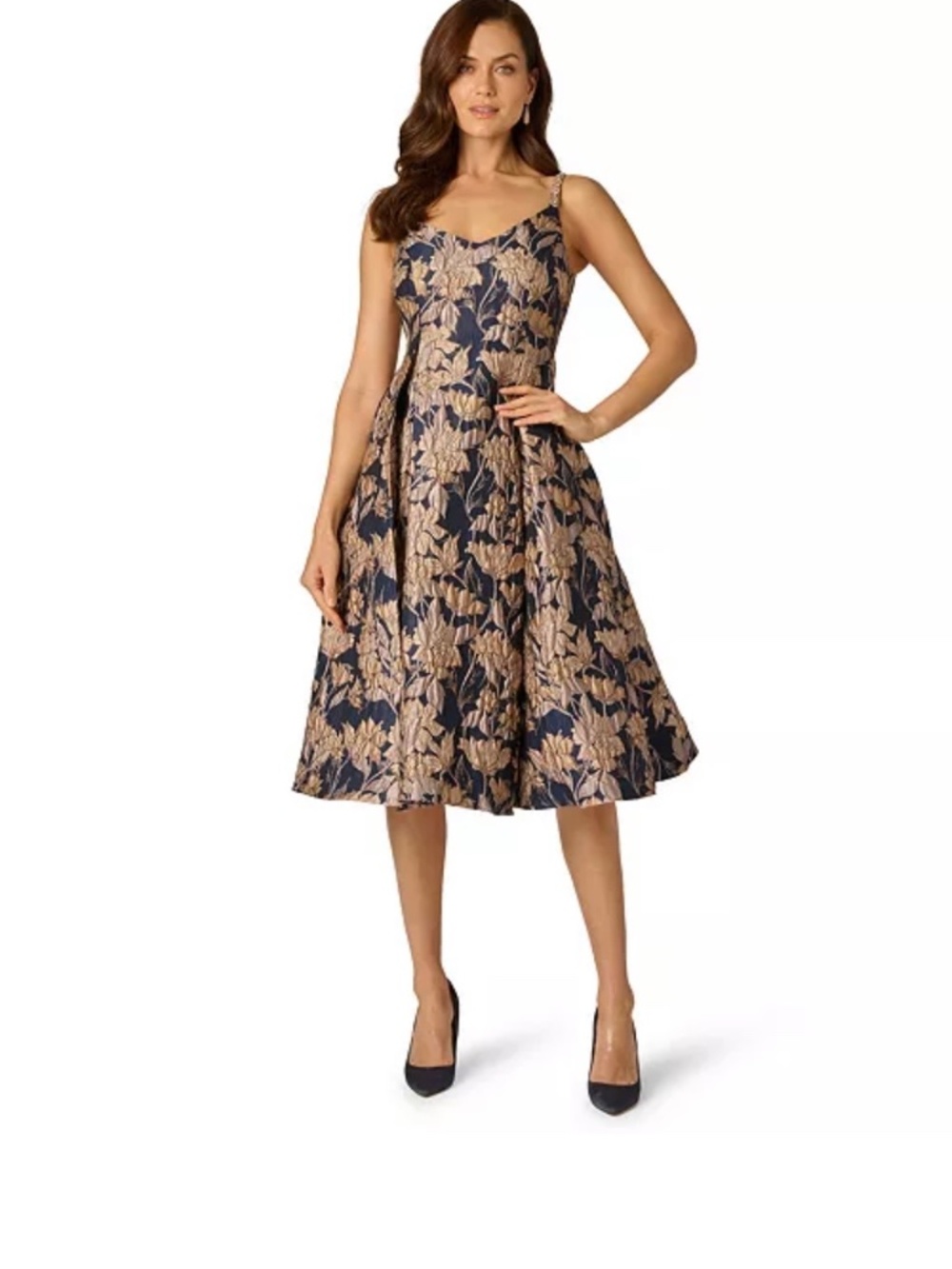 Navy and gold dress